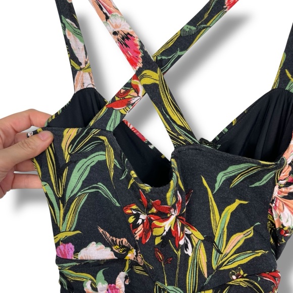 Anthropologie Maeve Gabriela Ruffled Black Floral Maxi Sweetheart Neck Dress S - Picture 8 of 12